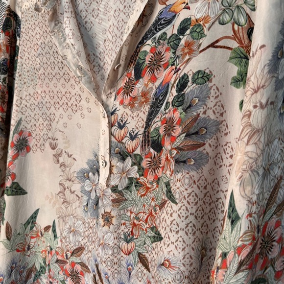 Johnny Was Embroidered Floral Bird Tunic Shirt Top Women's Sz L / XL - Picture 3 of 8
